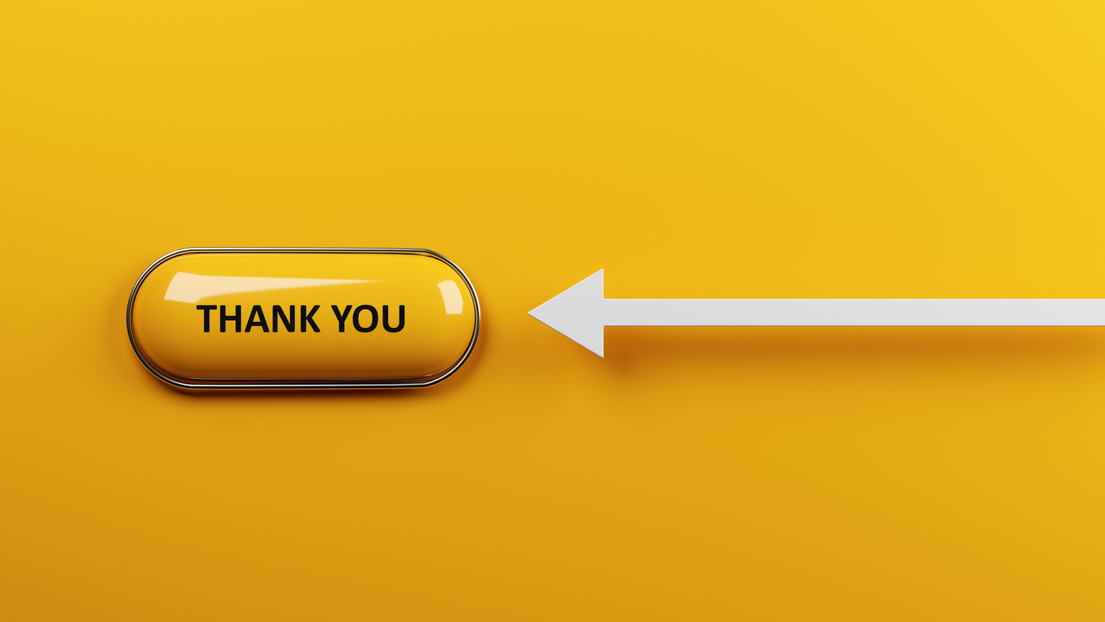 Thank you concept Yellow push button with thank you text on yellow-colored background
